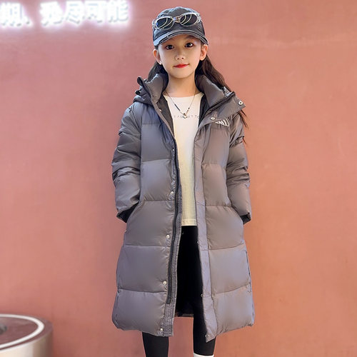 中长款儿童羽绒服白鸭绒女款运动大衣韩版冬季保暖中大童亲子童装