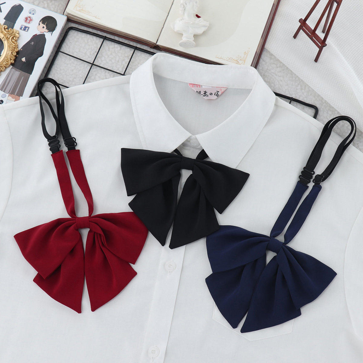 樱花家族jk制服领结【颂鸢女子】垂感甜美雪纺蝴蝶结