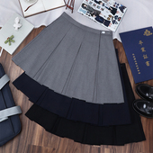 樱花家族JK制服 黑色百褶半身短裙高腰学生女 八全箱褶深灰jk纯色
