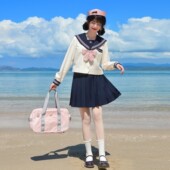 中间服冬服套装 粉三本水手服长袖 女 京荷高 樱花家族原创jk制服