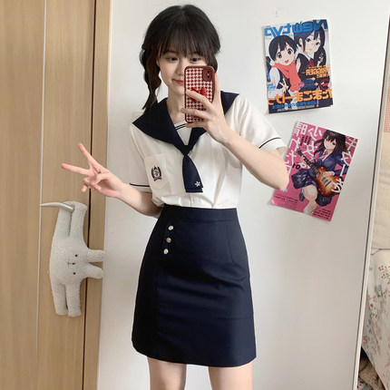 樱花家族jk制服【铃和女高】水手服衬衫日系包臀裙韩式套装短袖女