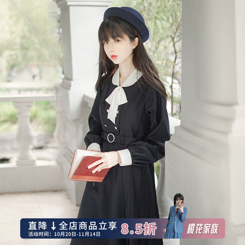 樱花家族原创jk制服【小渝高】学院风优雅连衣裙百褶裙长袖女