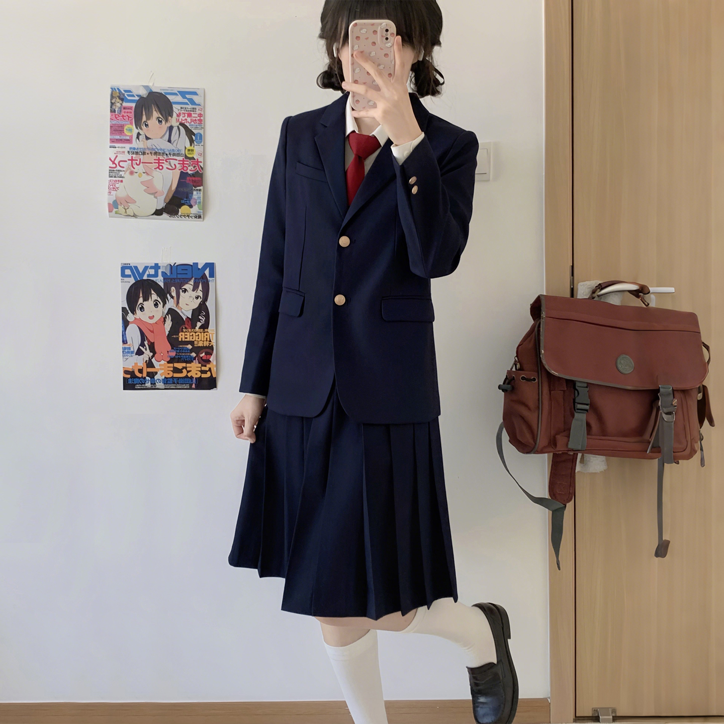 浓绀色jk制服校供感西服