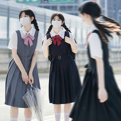 樱花家族jk制服【背心裙】百褶裙基础款绀色校供感连衣裙春季女