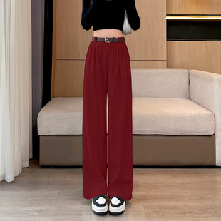 雪尼尔阔腿裤女小个子秋冬季灯芯绒高腰美拉德直筒西装裤加绒裤子