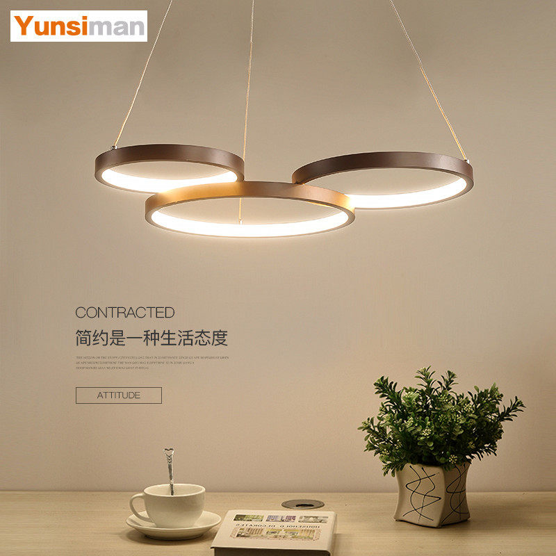 led吊灯现代简约个性创意圆形客厅灯餐厅灯北欧书房卧室艺术灯具_虎窝淘