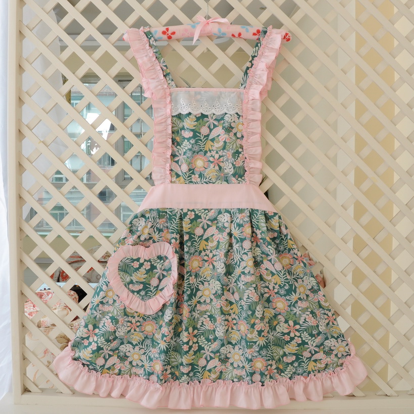 无袖棉布工作服围裙配套袖袖套厨房围裙套装罩衣画画衣家美逸