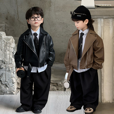 男童皮夹克外套休闲帅气新款秋冬