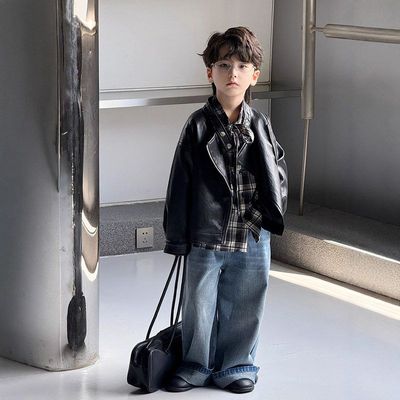 儿童皮衣套装帅气休闲套装秋季
