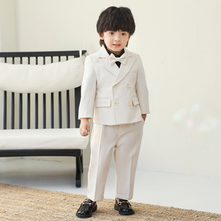 休闲帅气婚礼演出西服白色主持钢琴童装 儿童西装 秋装 花童礼服套装