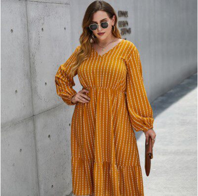 women plus size big fat dress for autumn Casual ladies lady