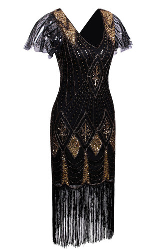 Women's 1920s Gatsby 裙 Sequin Beads Fringe Flapper Dresses