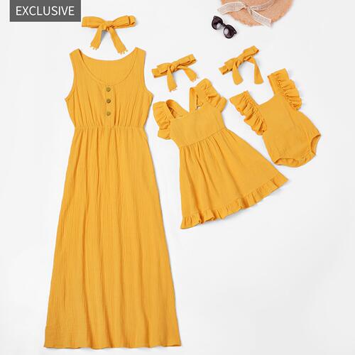 Color falbala adult girl baby clothes mother-daughter
