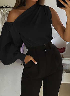 houlder Blouses Casual Loose Tops Ladies Elegant Work Blusas