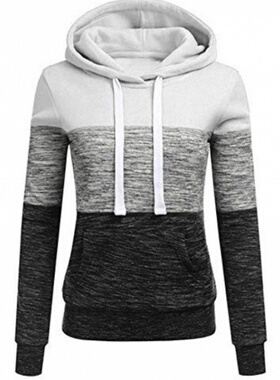 casual longsleeve hooded sweatshirt women拼色长袖连帽卫衣女