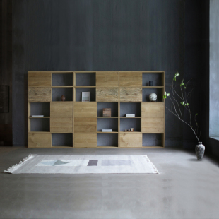 朴室 侘寂风现代简约北欧别墅家具希尔巴赫橡木移门书架置物架