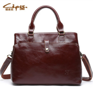嬉皮氏新款 复古牛皮手提包头层牛皮女包牛皮斜挎包大空间 时尚