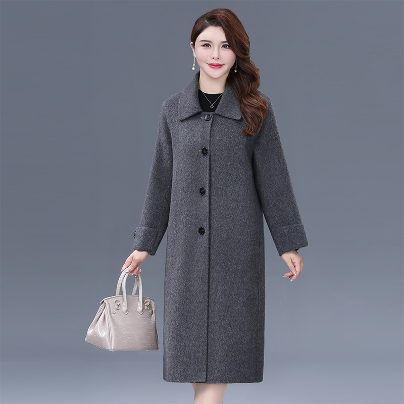 双面呢羊绒大衣女新款秋冬修身长款过膝气质显瘦妈妈休闲毛呢外套