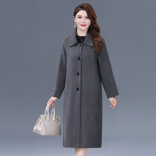 双面呢羊绒大衣女新款秋冬修身长款过膝气质显瘦妈妈休闲毛呢外套