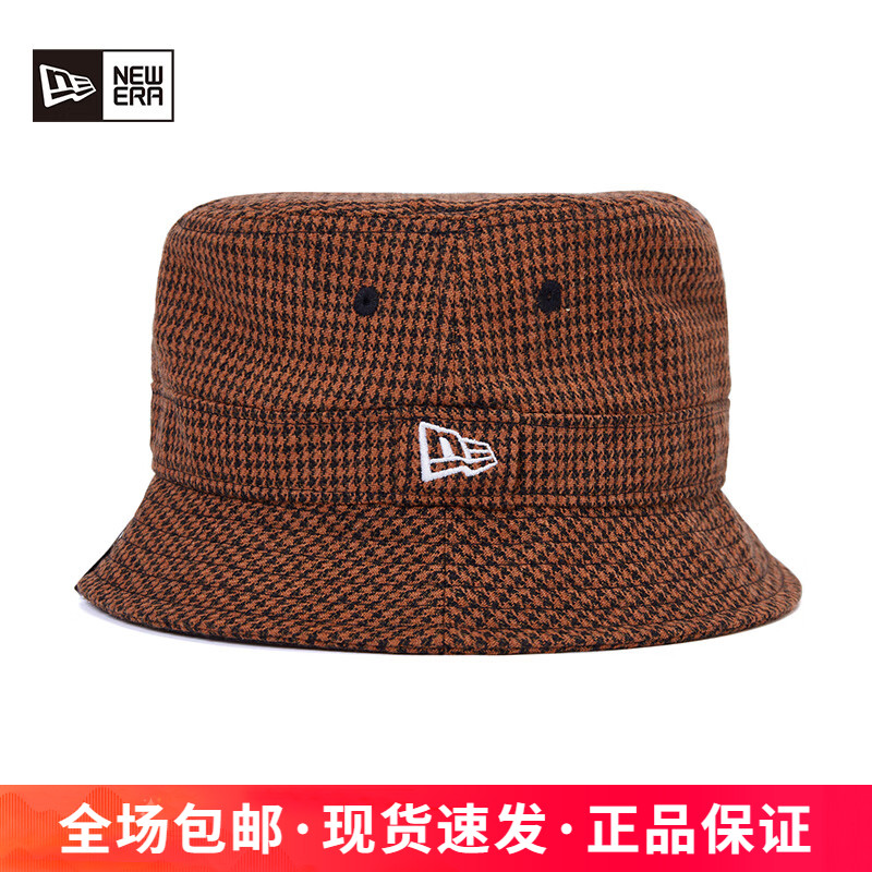 NewEra千鸟格呢子刺绣渔夫帽