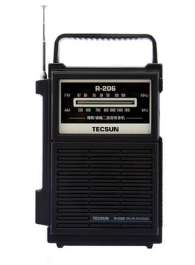 Tecsun/德生 R-206送礼老人调频/中波两波段收音机黑色便携指针