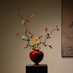 禅意新中式 饰品 陶瓷花瓶摆件宋代美学民宿酒店玄关桌面高级插花装