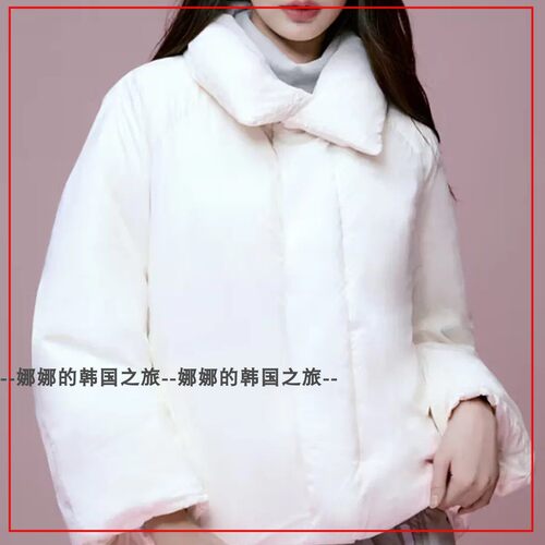 韩国代购EIDER 张元英同款翻领短款鹅绒羽绒服羊绒面包服外套短款