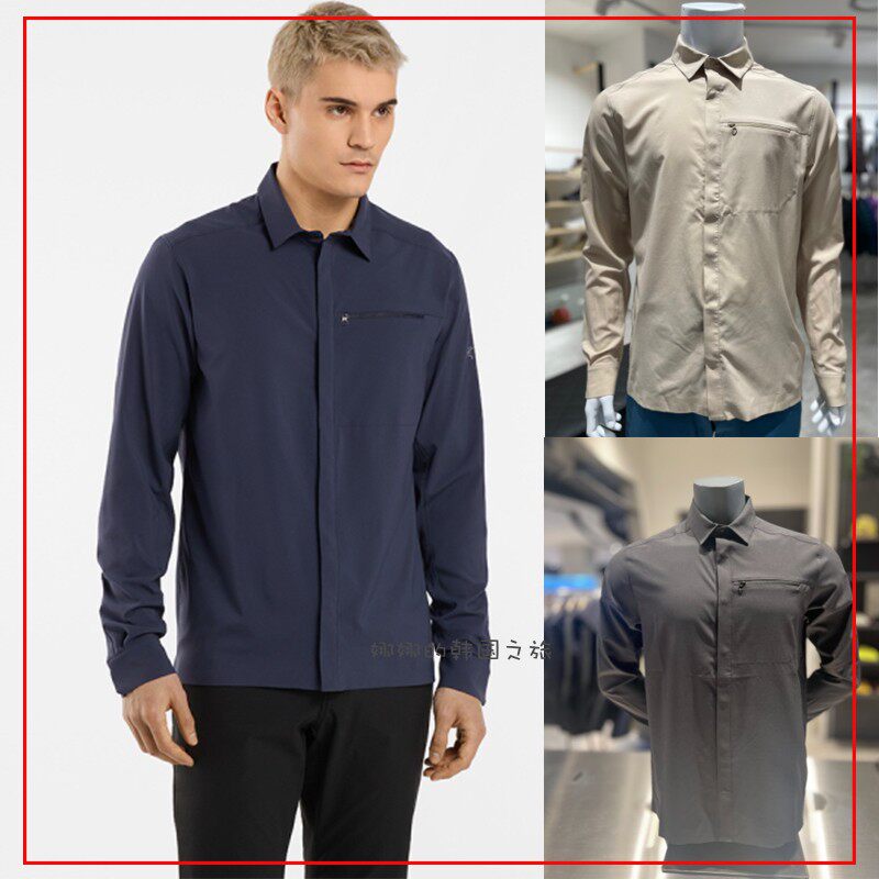 ARCTERYX始祖鸟韩国代购23夏男款翻领SKYLINE LS速干吸湿长袖衬衫