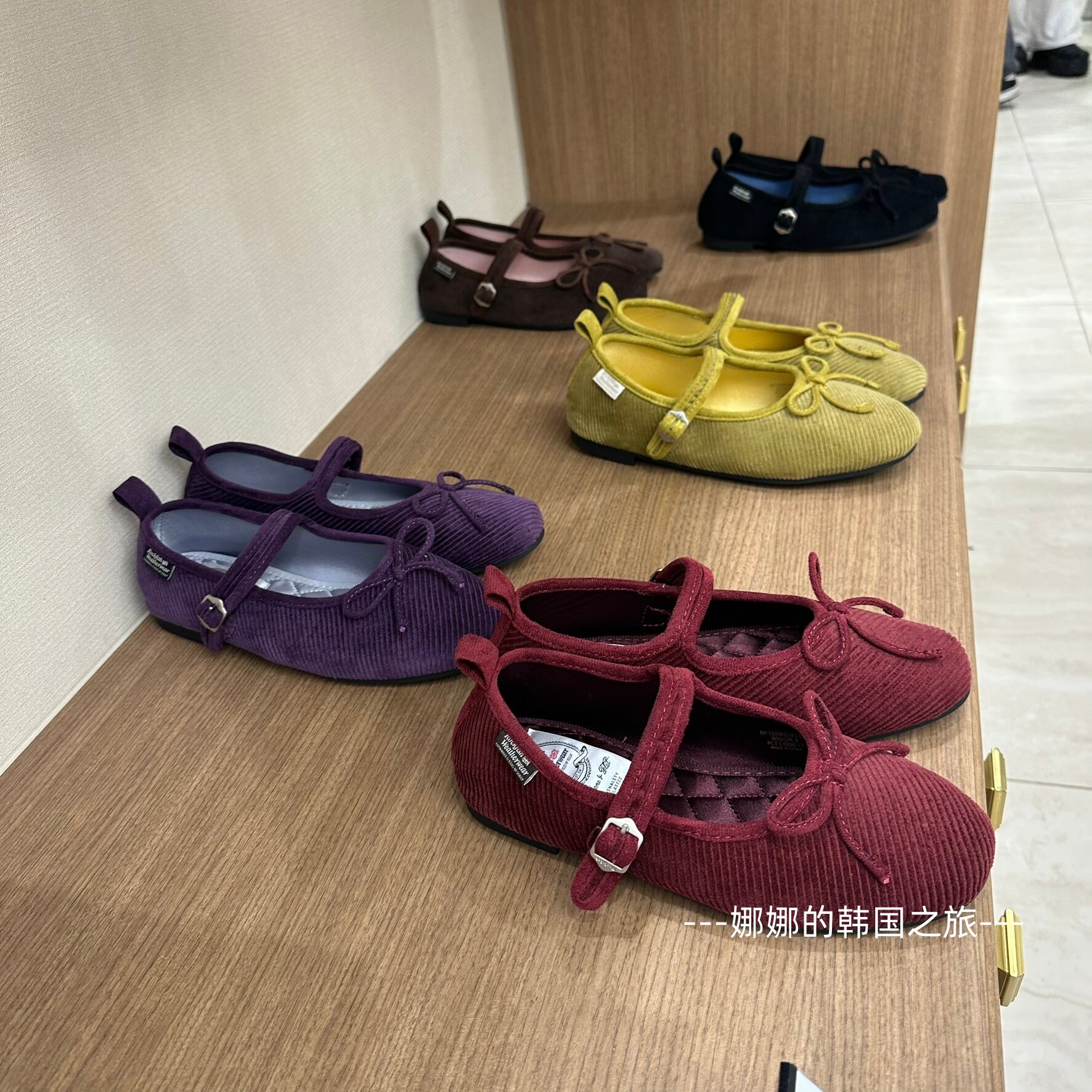 韩国代购灯芯绒软底玛丽珍鞋