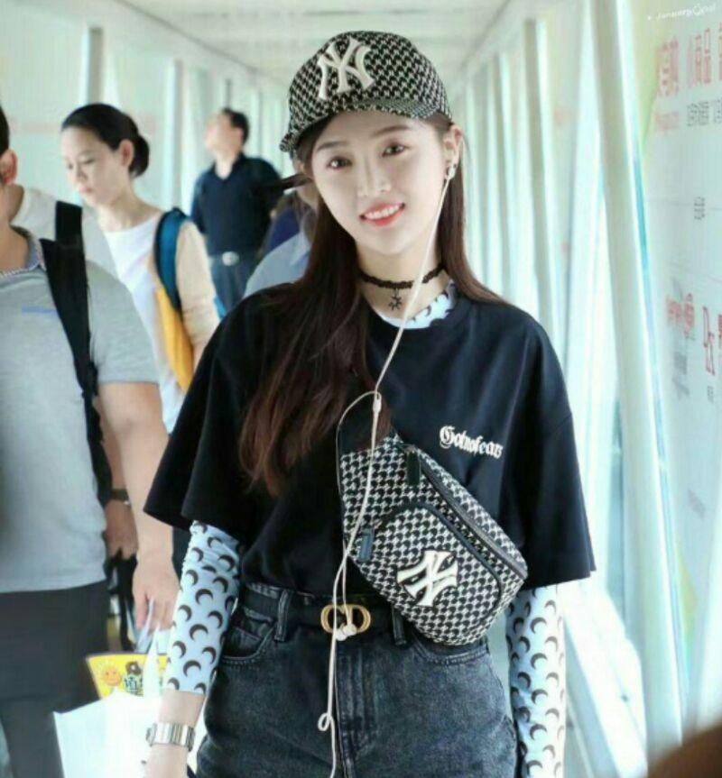 韩国正品代购mlb老花腰包ny刺绣小标男女款斜挎包潮包多用途胸包