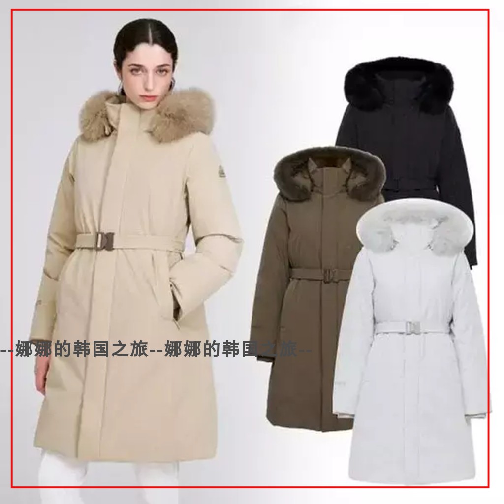韩国代购EIDER 张元英同款长款连帽休闲收腰羽绒服百搭款DWW2552