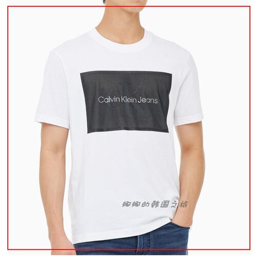 CK JEANS 韩国代购直邮 22秋男士圆领全棉印花LOGO短袖T恤J321723