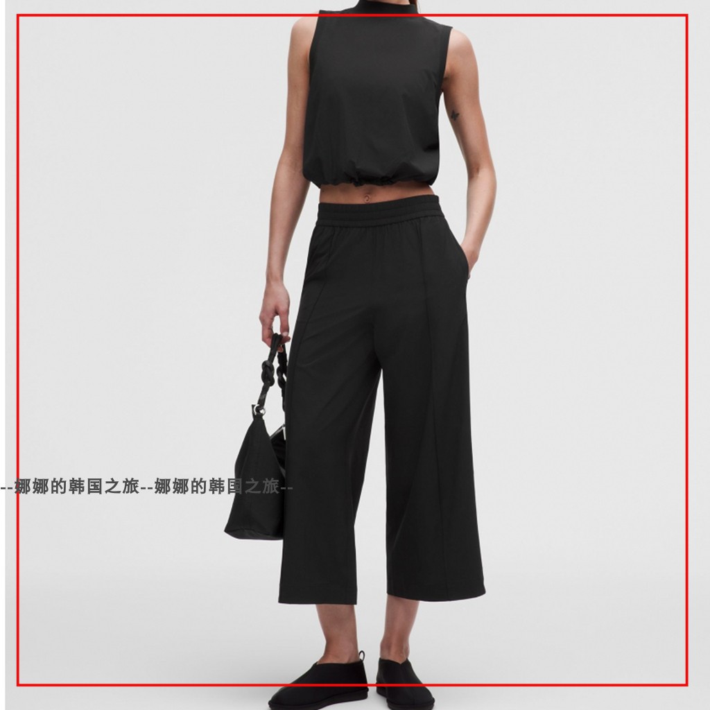韩国代购lululemon Breezy时尚阔腿日常中腰短款七分裤子LW5IJ8S