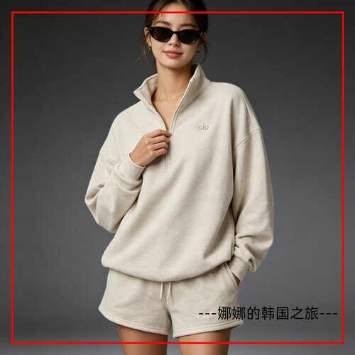 ALO半拉链运动短裤套装女夏季