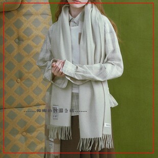 韩国代购rockfish英式复古纯色羊毛围巾围脖 简约保暖流苏时尚