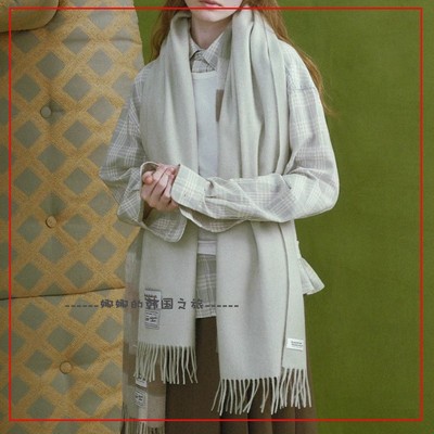 韩国代购rockfish英式复古纯色羊毛围巾围脖 简约保暖流苏时尚