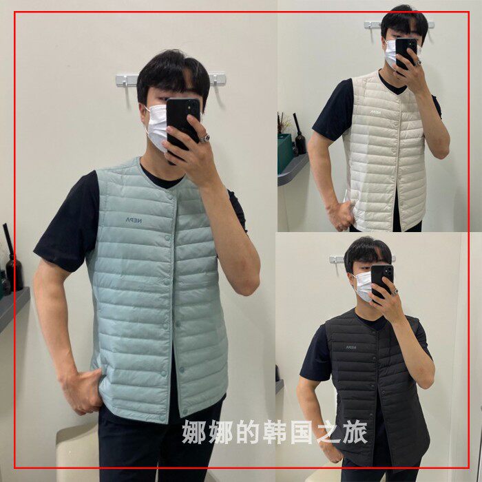 NEPA 韩国代购直邮 22秋男士V领保暖防水户外鹅绒无袖马甲7I51341
