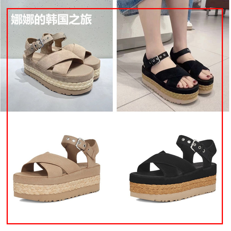 UGG脚踝搭扣束带时尚厚底凉鞋