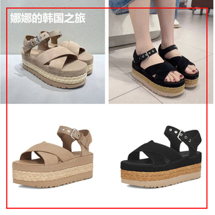 韩国代购正品UGG女款休闲可调式脚踝搭扣束带时尚厚底凉鞋1152711