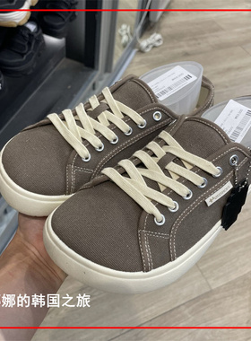 韩国代购直邮 otz 淡粉樱花粉方头鞋休闲帆布鞋百搭丑萌鞋男女