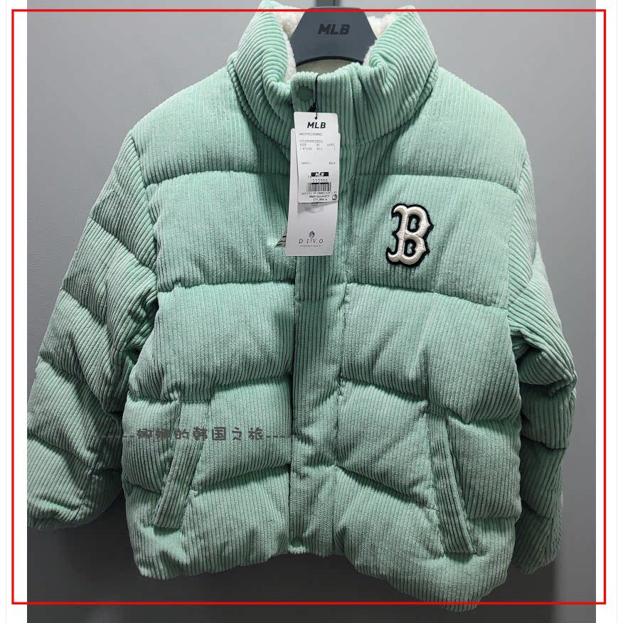 韩国代购MLB 羽绒服男女保暖时尚复古灯芯绒休闲外套3ADJC0116