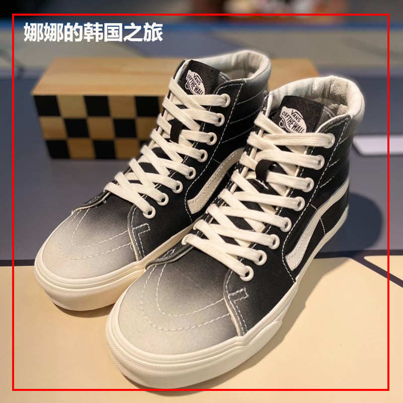 VANS范斯黑白渐变色高帮帆布板鞋