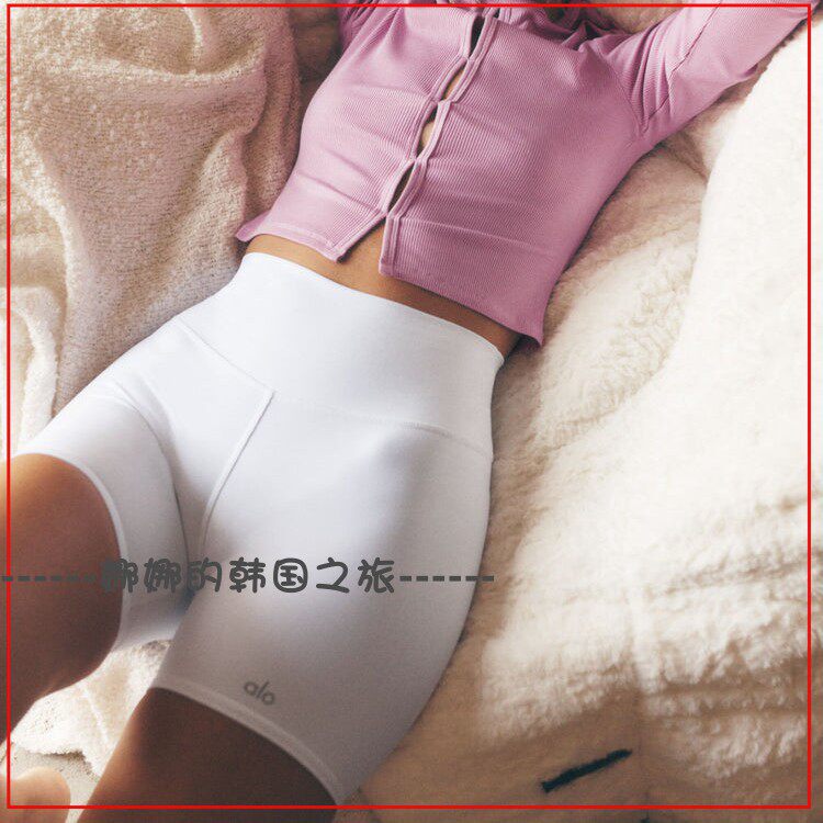 韩国代购Alo 5寸AIRBRUSH HIGH-WAIST高腰骑行短裤瑜伽运动紧身裤