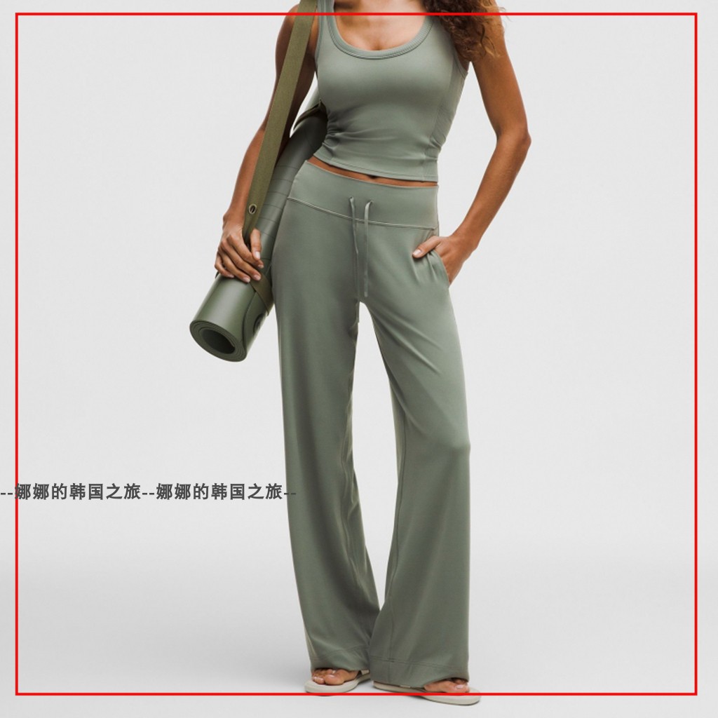 韩国代购lululemon Groove 女士修身显瘦高腰阔腿裤休闲裤LW5INBS