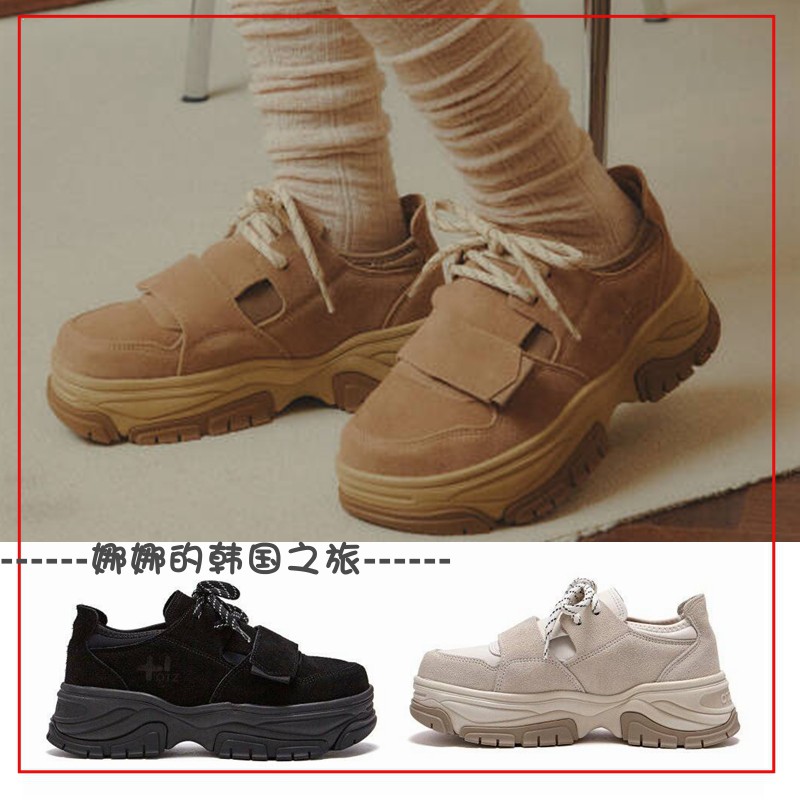 韩国代购otz丑萌鞋 方头 老爹鞋 厚底 增高松糕休闲鞋 FLOTDA0U22