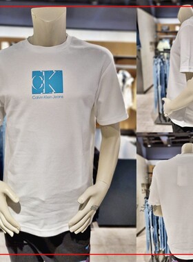 CK JEANS 韩国代购直邮 22夏男士圆领LOGO印花休闲短袖T恤J400164