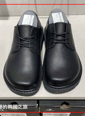 韩国代购直邮 OTZ 秋冬新款休闲百搭系带方头黑皮鞋丑萌鞋小皮鞋