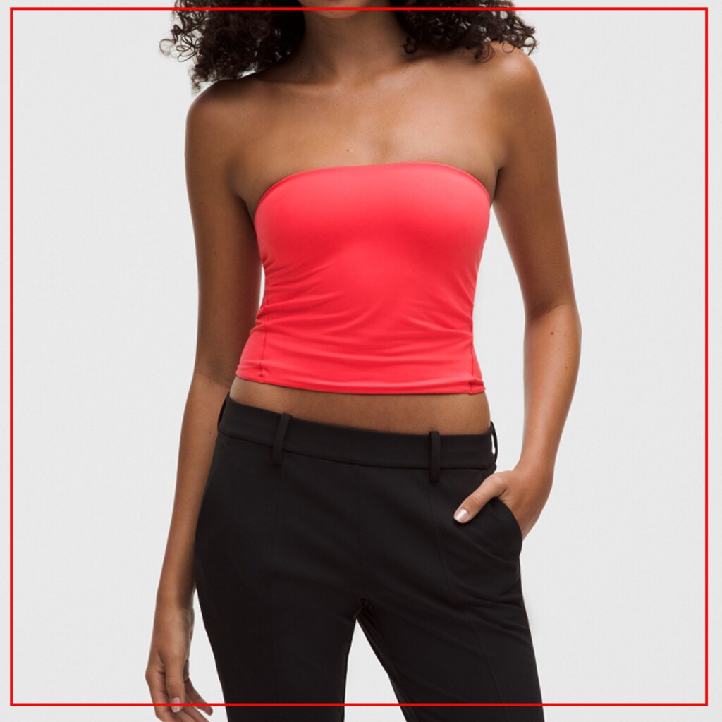 韩国代购lululemon露露乐蒙Nulu纯色女士抹胸短款休闲背心LW1ESDS