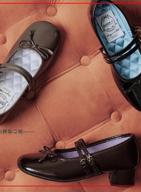 韩国代购rockfish 绑带蝴蝶结玛丽珍鞋漆皮增高4cm日常粗跟单鞋