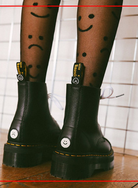 韩国代购Dr.Martens x Lazy Oaf联名限量版笑脸+哭脸图案厚底女鞋